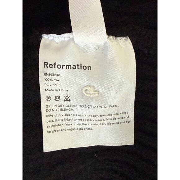 Reformation 100% Yak Wool Black Knit Button-Front Cardigan Sweater S - Picture 8 of 9